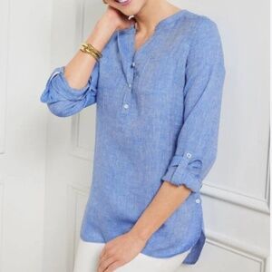 Talbots Women's Linen Pintuck Popover - Cross Dyed